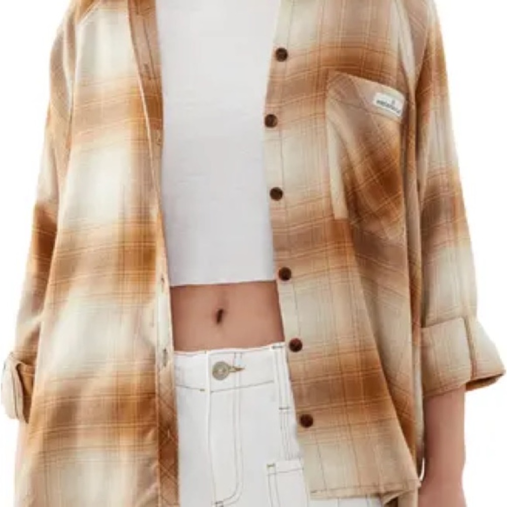 BDG Brown Plaid Button Down Shirt